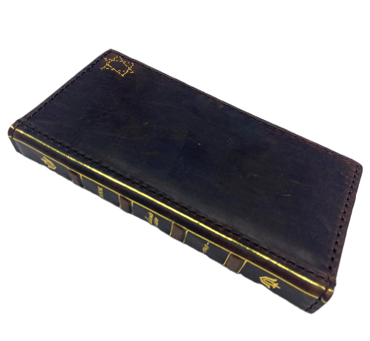 Genuine Leather Galaxy Phone Case: Art Book Bible Style, Star Of David