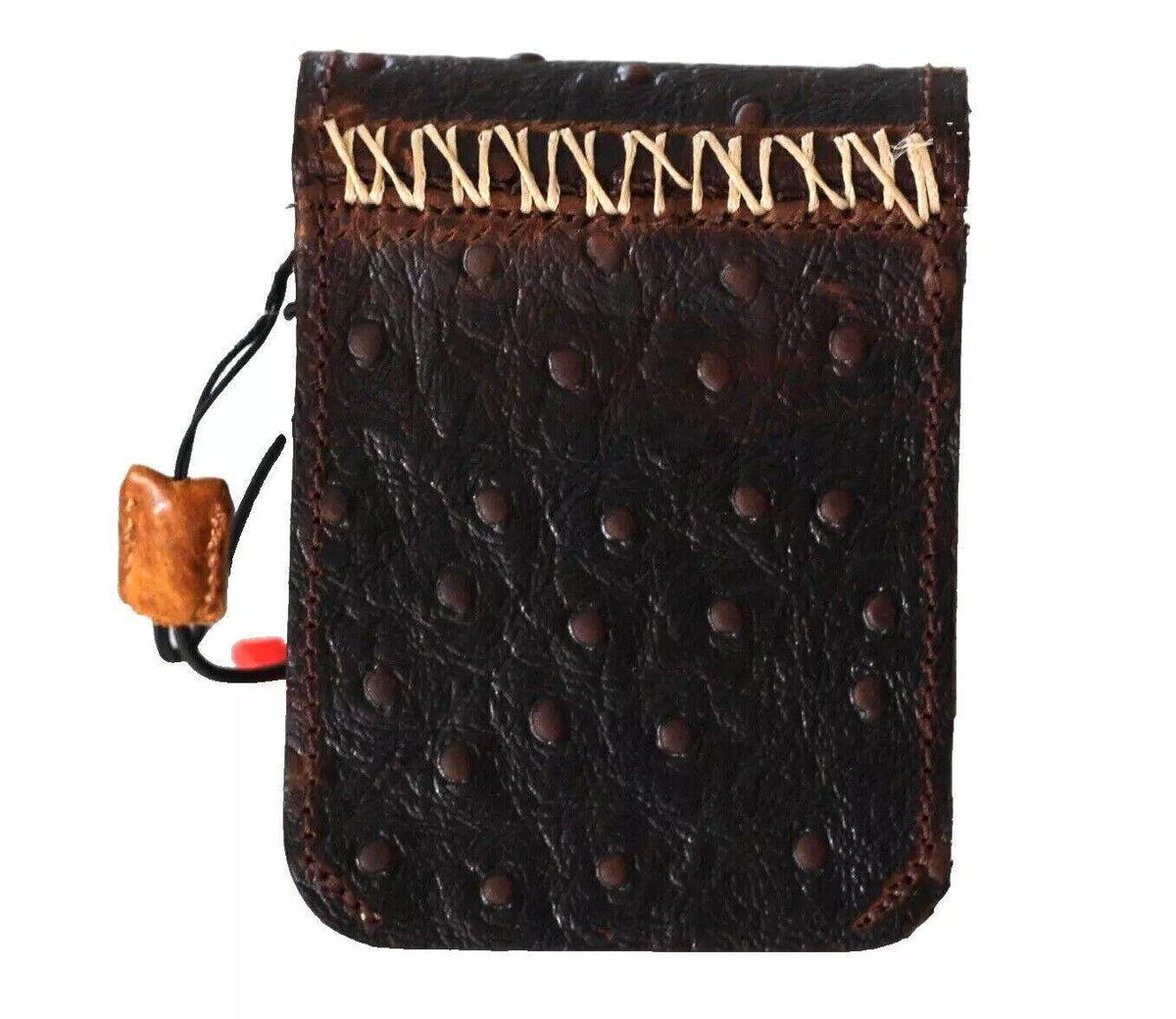 Handmade Ostrich Leather Galaxy Z Flip Cover: Art Wallet Book Style