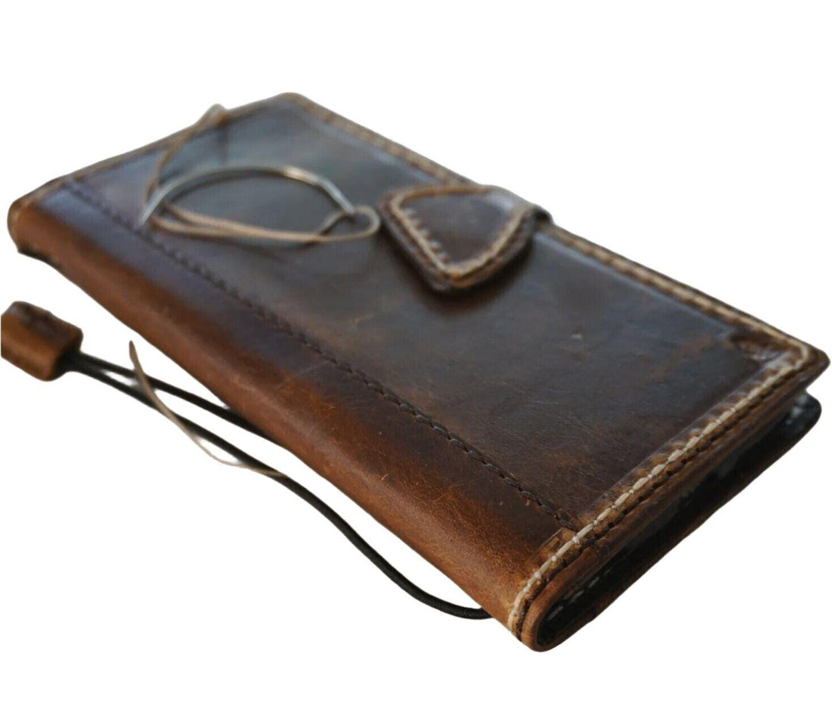 Hand Sewn Leather Wallet Case: Galaxy S22/S23/S24 Ultra, Note, A53/A55
