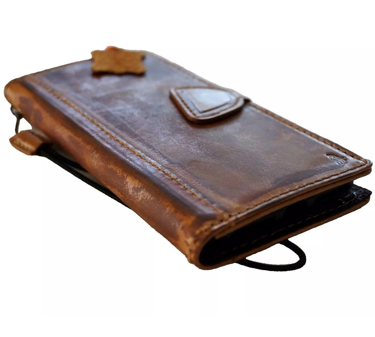 Handmade Vintage Leather iPhone Wallet Case: Magnetic Closure
