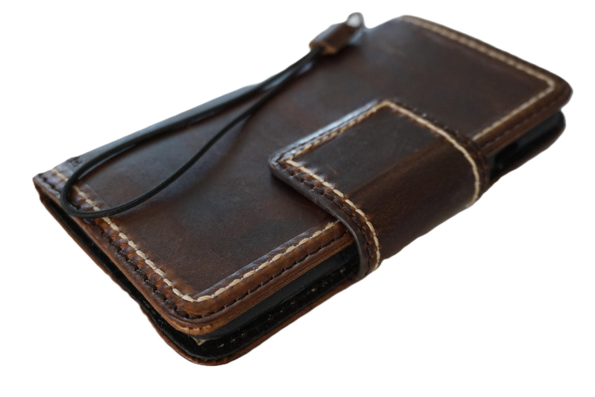 Handmade Leather Wallet Case for Google Pixel: Vintage Card Slots