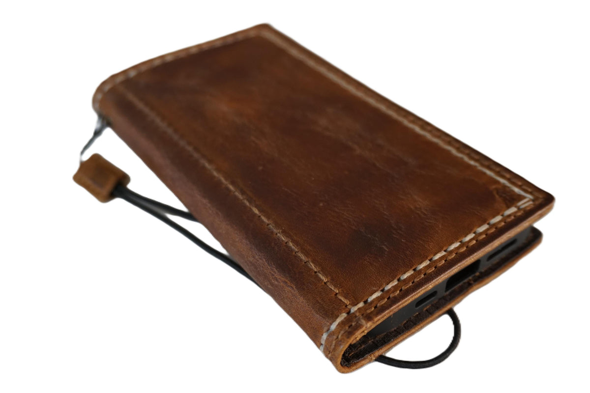 Handmade Leather Wallet Case for Google Pixel: Vintage Card Slots