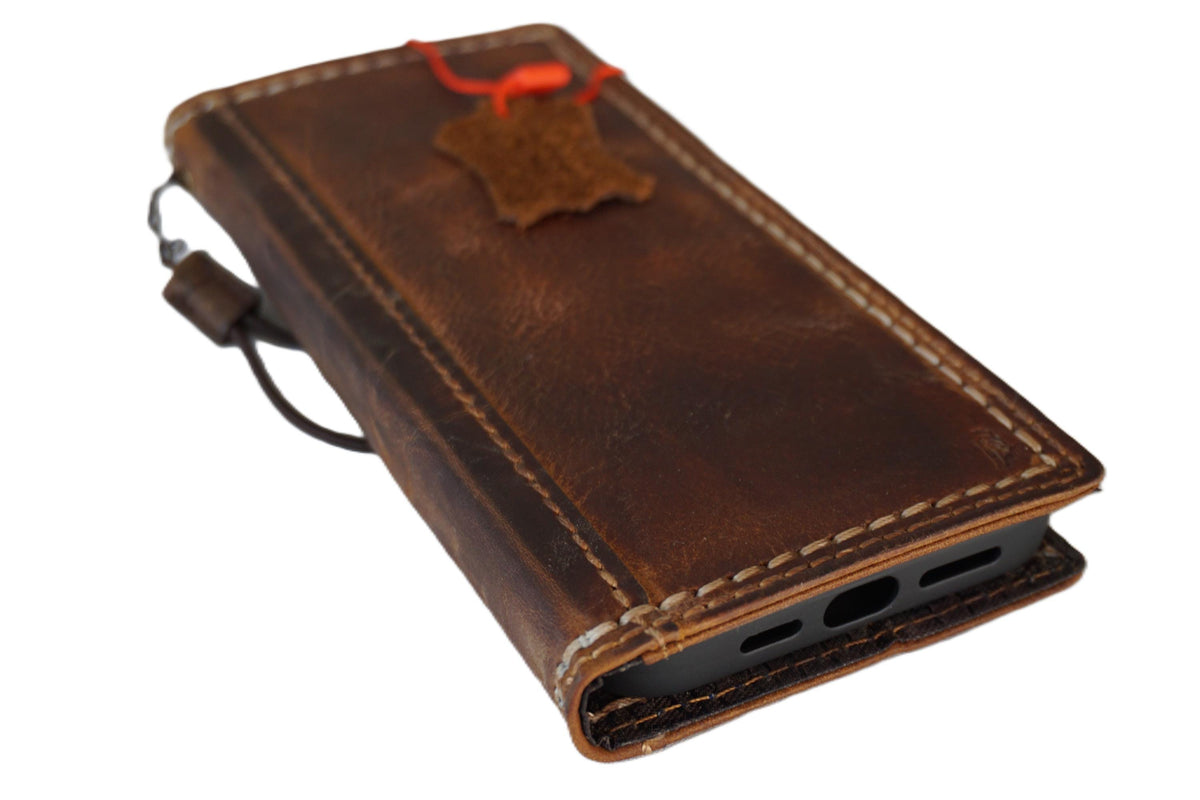 Handmade Leather Wallet Case for Google Pixel: Vintage Card Slots
