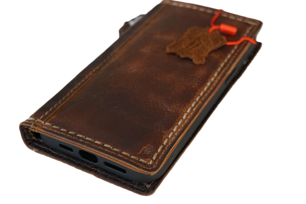 Hand Sewn Leather iPhone Wallet Case: Card Slots Cover