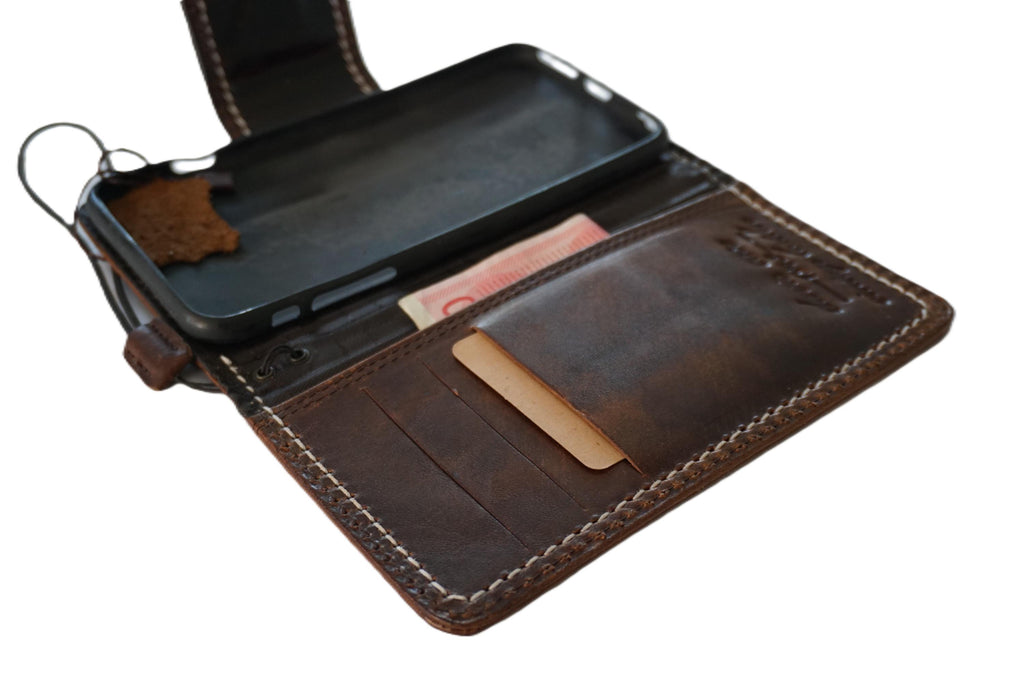 Handmade Leather Wallet Case for Galaxy: Vintage Magnetic Cover