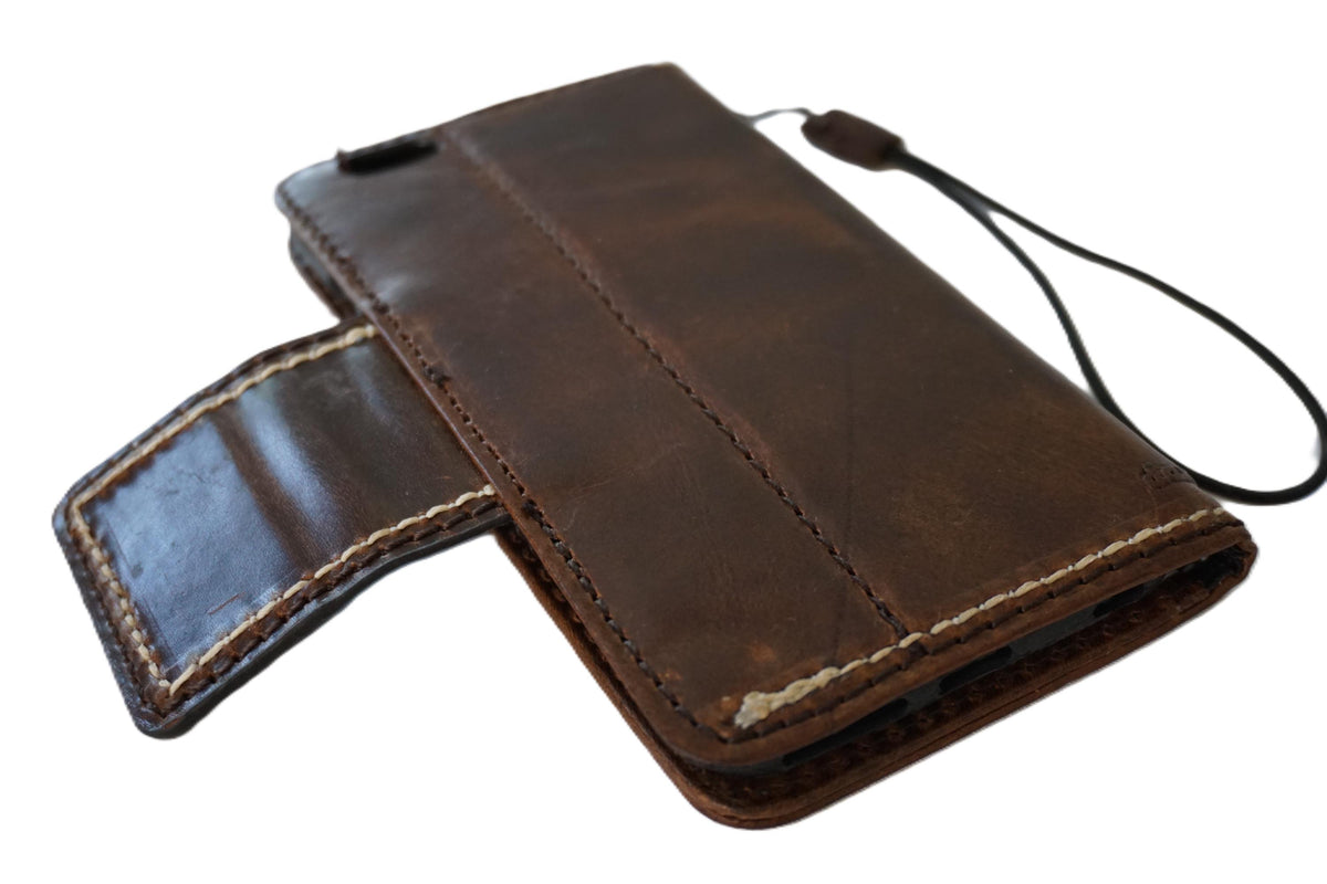 Handmade Leather Wallet Case for Galaxy: Vintage Magnetic Cover