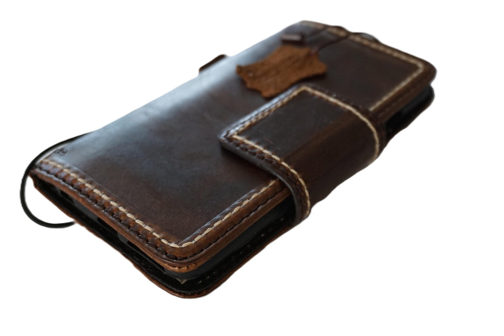 Handmade Leather Wallet Case for Galaxy: Vintage Magnetic Cover