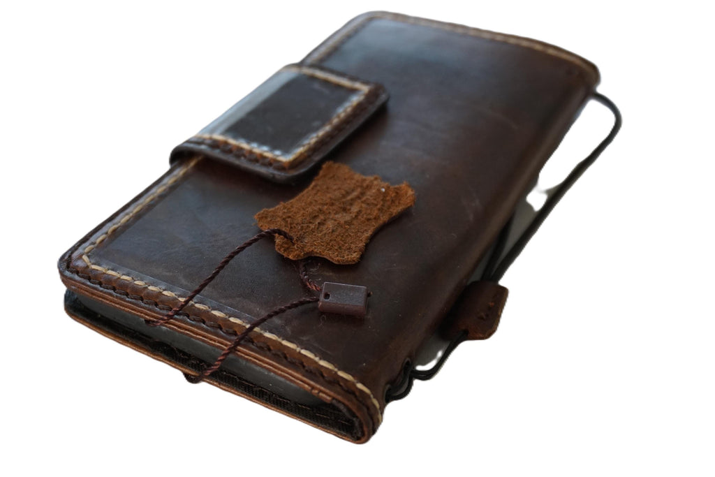 Handmade Leather Wallet Case for Galaxy: Vintage Magnetic Cover