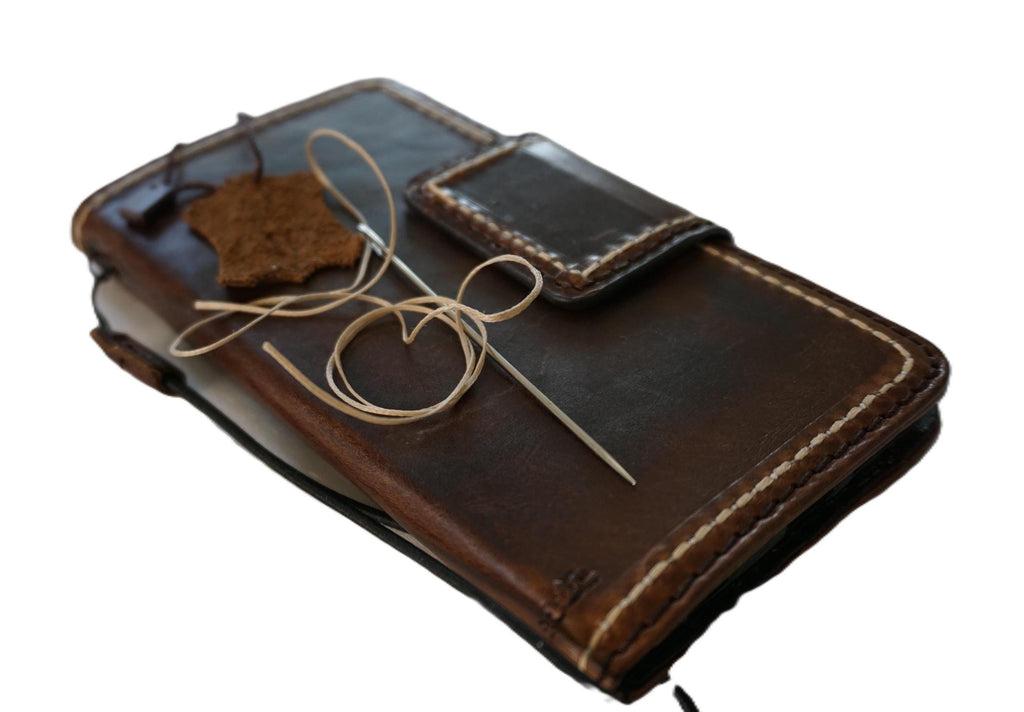 Handmade Leather Wallet Case for Galaxy: Vintage Magnetic Cover