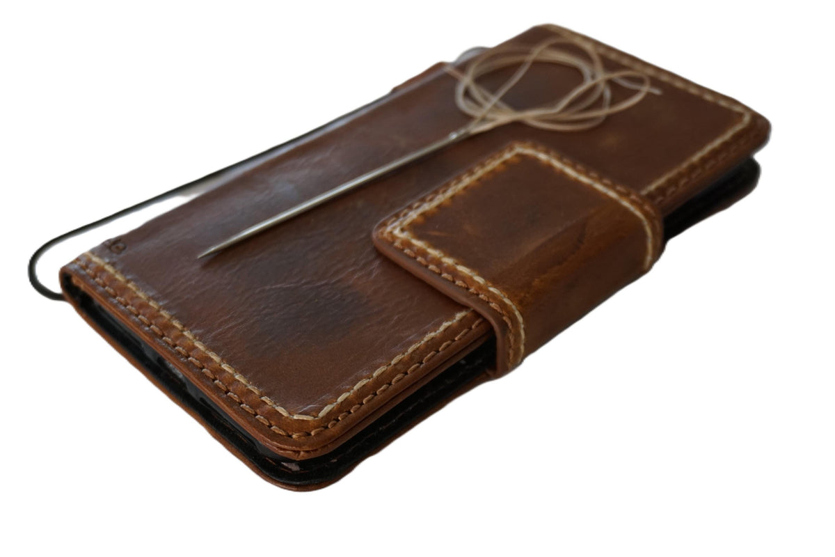 Hand Sewn Leather Wallet Case: Galaxy S22/S23/S24 Ultra, Note, A53/A55