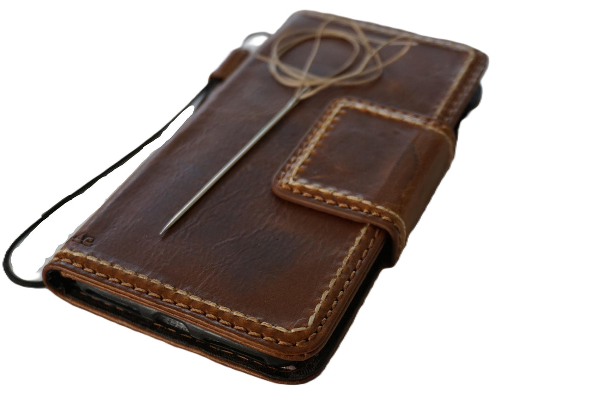 Hand Sewn Leather Wallet Case: Galaxy S22/S23/S24 Ultra, Note, A53/A55