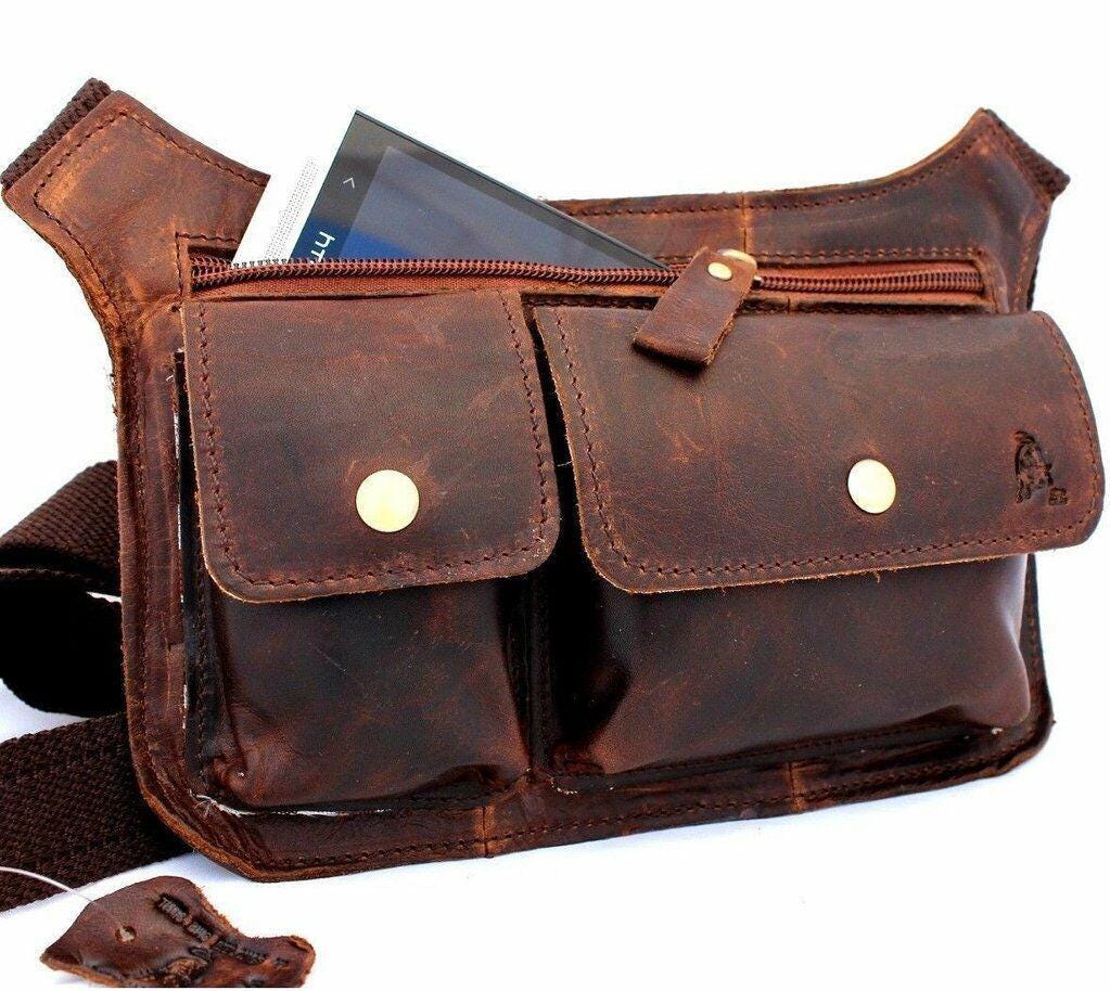 Handmade Leather Shoulder Bag: Vintage Crossbody Waist Pouch