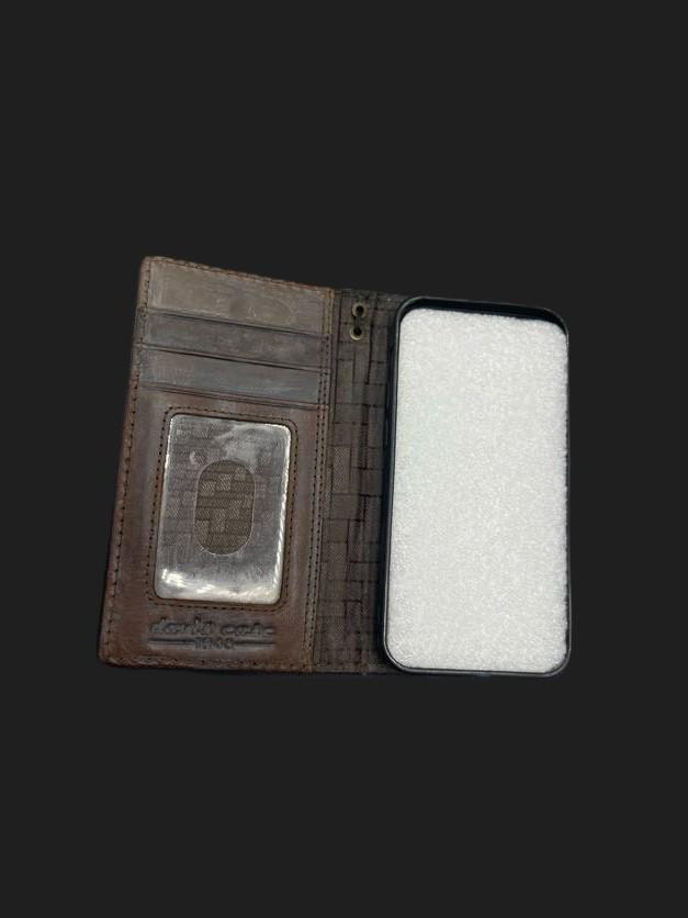 Handmade Green Leather iPhone Wallet Case: Removable Card Slots