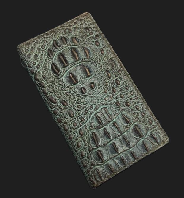 Handmade Green Leather iPhone Wallet Case: Removable Card Slots