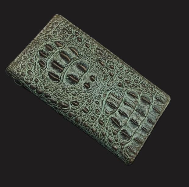 Handmade Green Leather Wallet Case for OnePlus 12 12R
