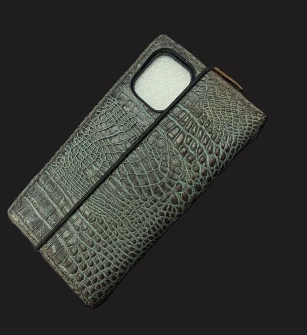 Handmade Green Leather Wallet Case for OnePlus 12 12R