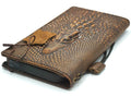 Handmade Genuine Leather Google Pixel Wallet Case: Vintage Crocodile Design
