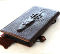 Handmade Leather Google Pixel Wallet Case: Vintage Crocodile Design