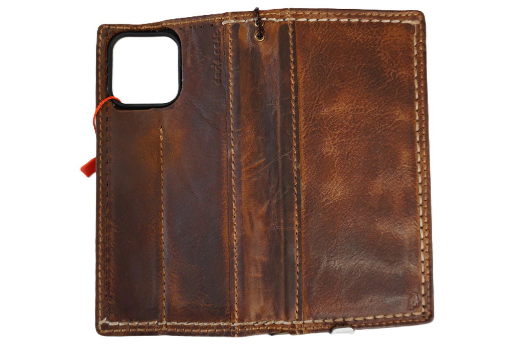 Hand Sewn Leather Wallet Case for Galaxy S22 S23 S24 Ultra