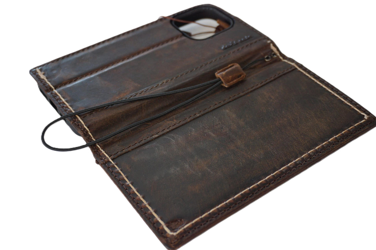 Genuine Leather fo OnePlus Open cover Wallet Handmade Wireless Luxury Hand sewing