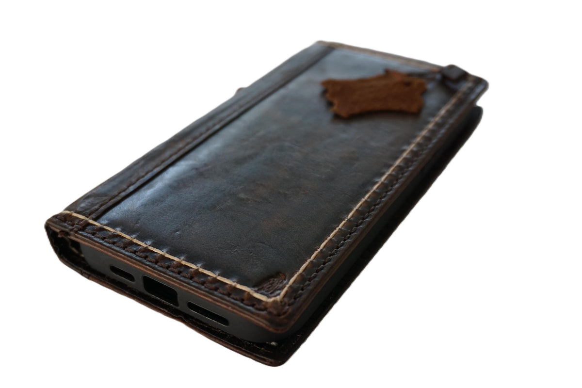Genuine Leather fo OnePlus Open cover Wallet Handmade Wireless Luxury Hand sewing