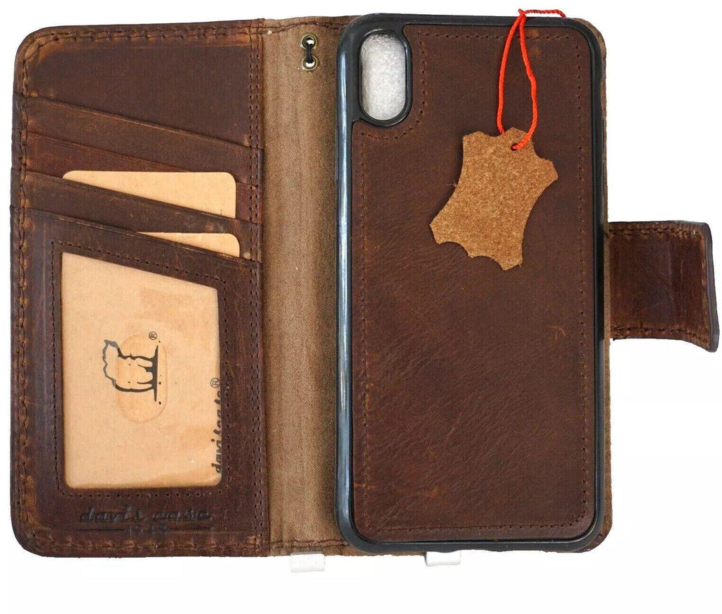 Handmade Leather iPhone Wallet Case: Vintage Book Design