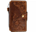 Handmade Leather iPhone Wallet Case: Vintage Floral Art Design