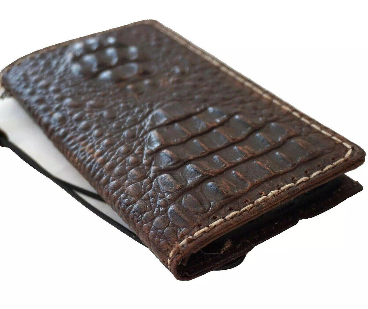 Handmade Leather Wallet Case: Samsung Galaxy, Card Slots & Wireless Charge