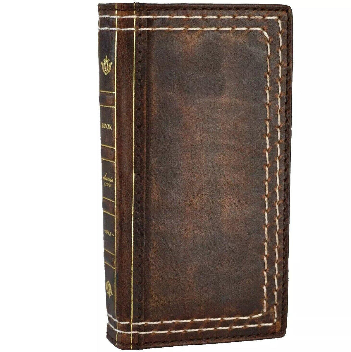 Handmade Leather Wallet Case for Google Pixel: Vintage Book Cover