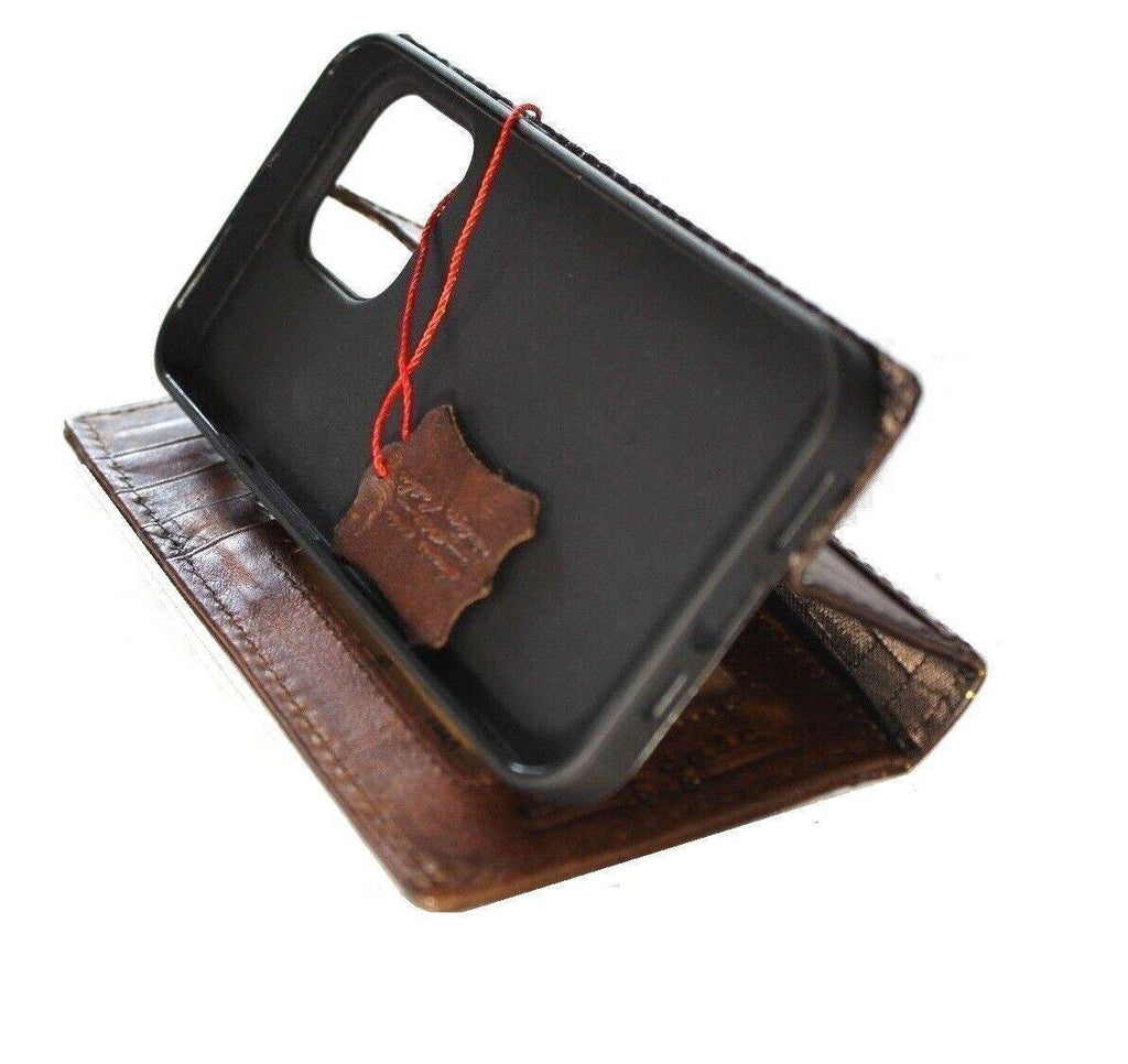 Leather iPhone Wallet Case: Book Style Card Slots