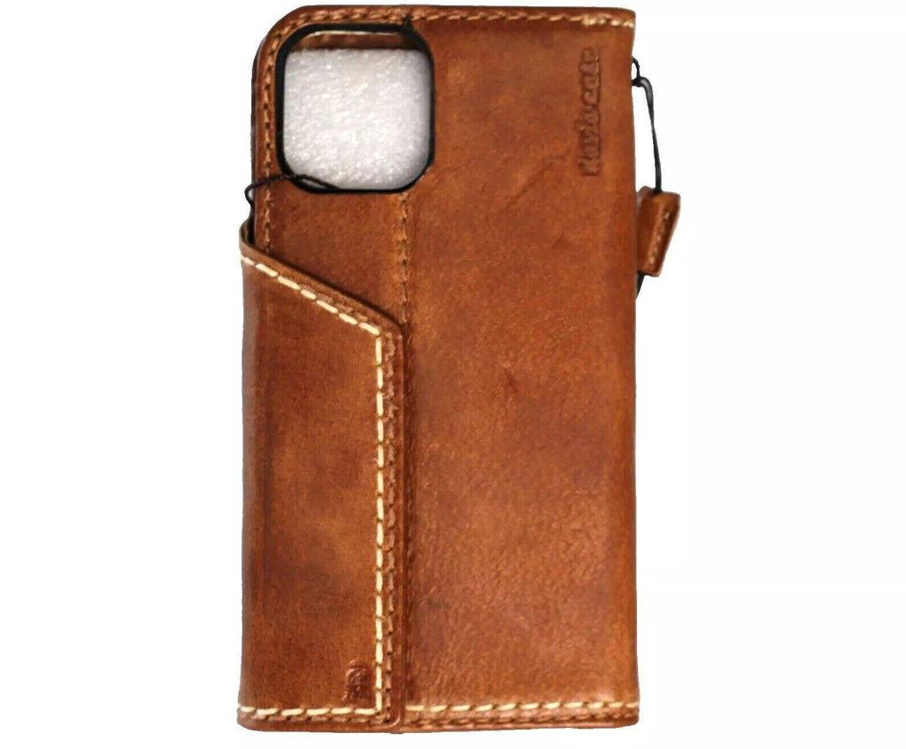 Genuine Leather iPhone Wallet Case: Vintage Book Style
