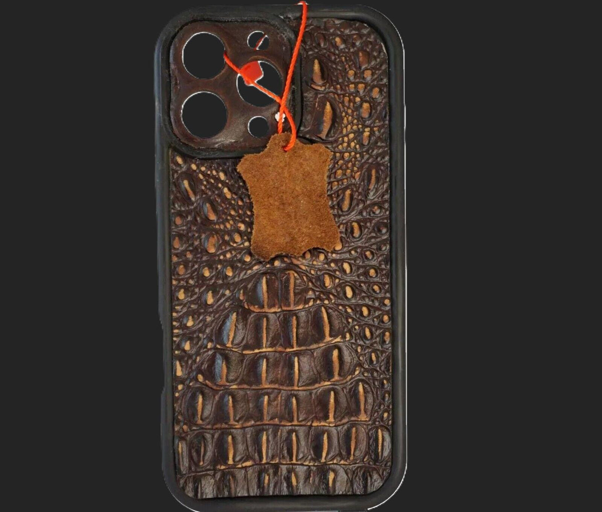 Handmade Genuine Leather iPhone Case: Crocodile Art Stitch