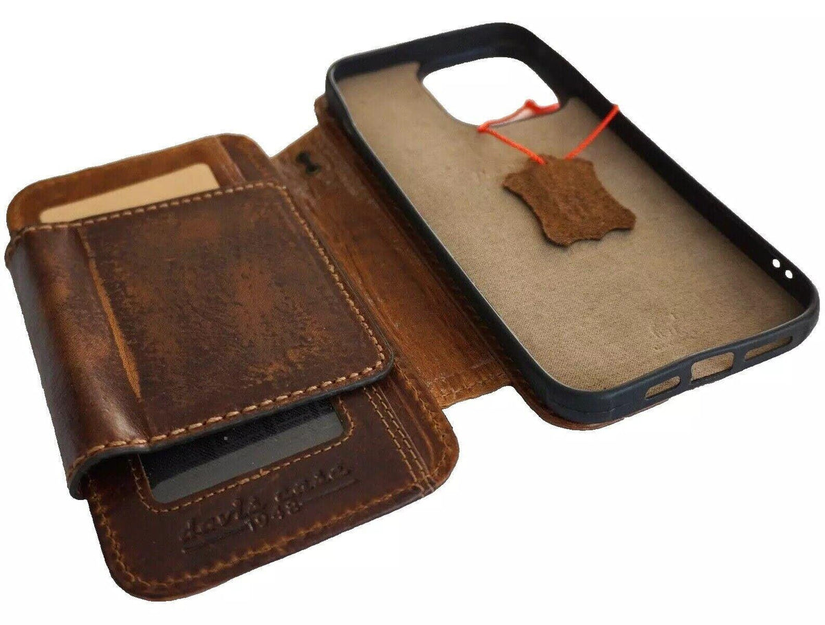Genuine Leather iPhone Wallet Case: Removable Book Design