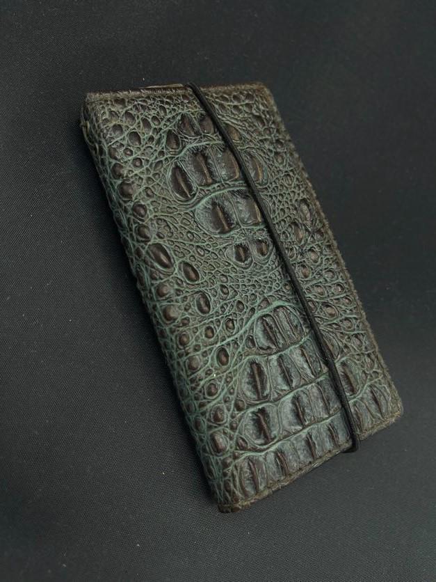 Genuine Leather Google Pixel Case: Vintage Crocodile Green Wallet Cover