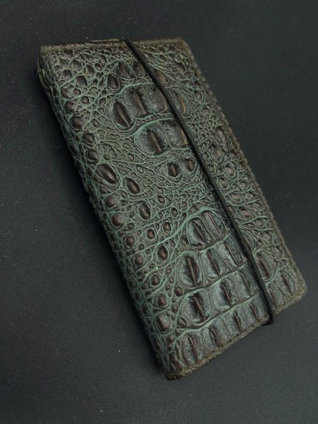 Genuine Leather Google Pixel Case: Vintage Crocodile Green Wallet Cover