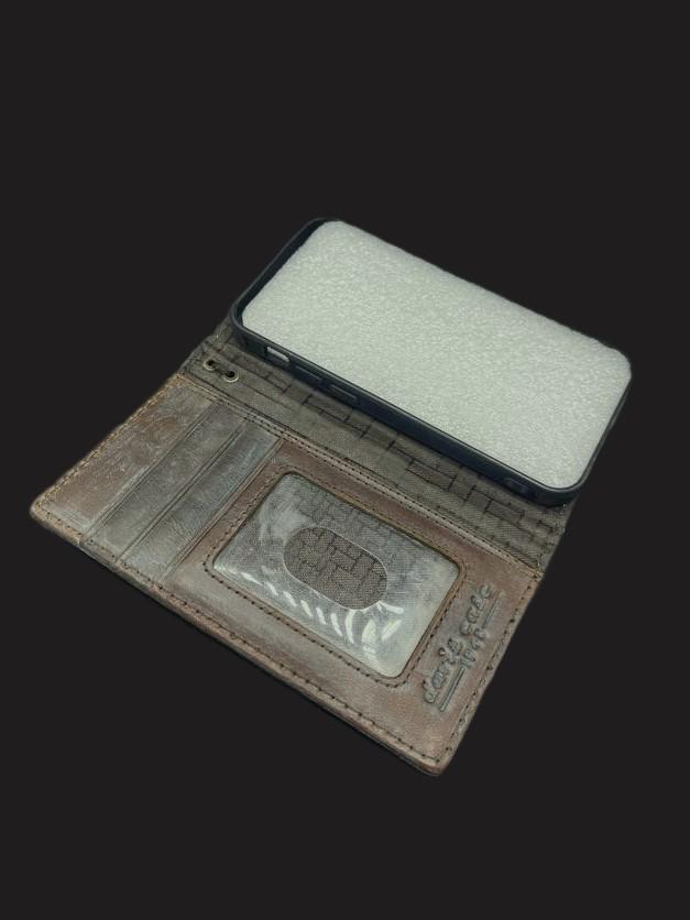 Genuine Leather Google Pixel Case: Vintage Crocodile Green Wallet Cover