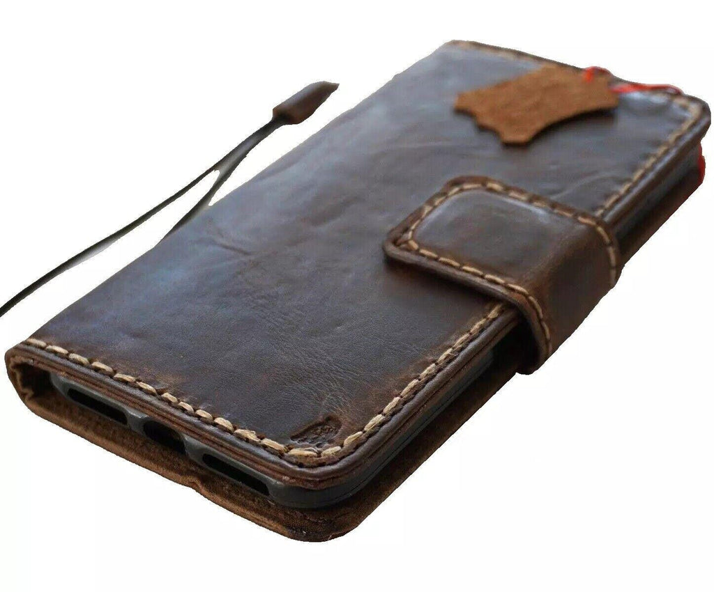 Handmade Leather iPhone Wallet Case: Vintage Book Design