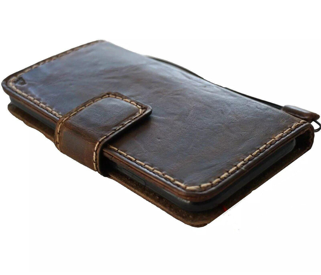 Handmade Leather iPhone Wallet Case: Vintage Book Design