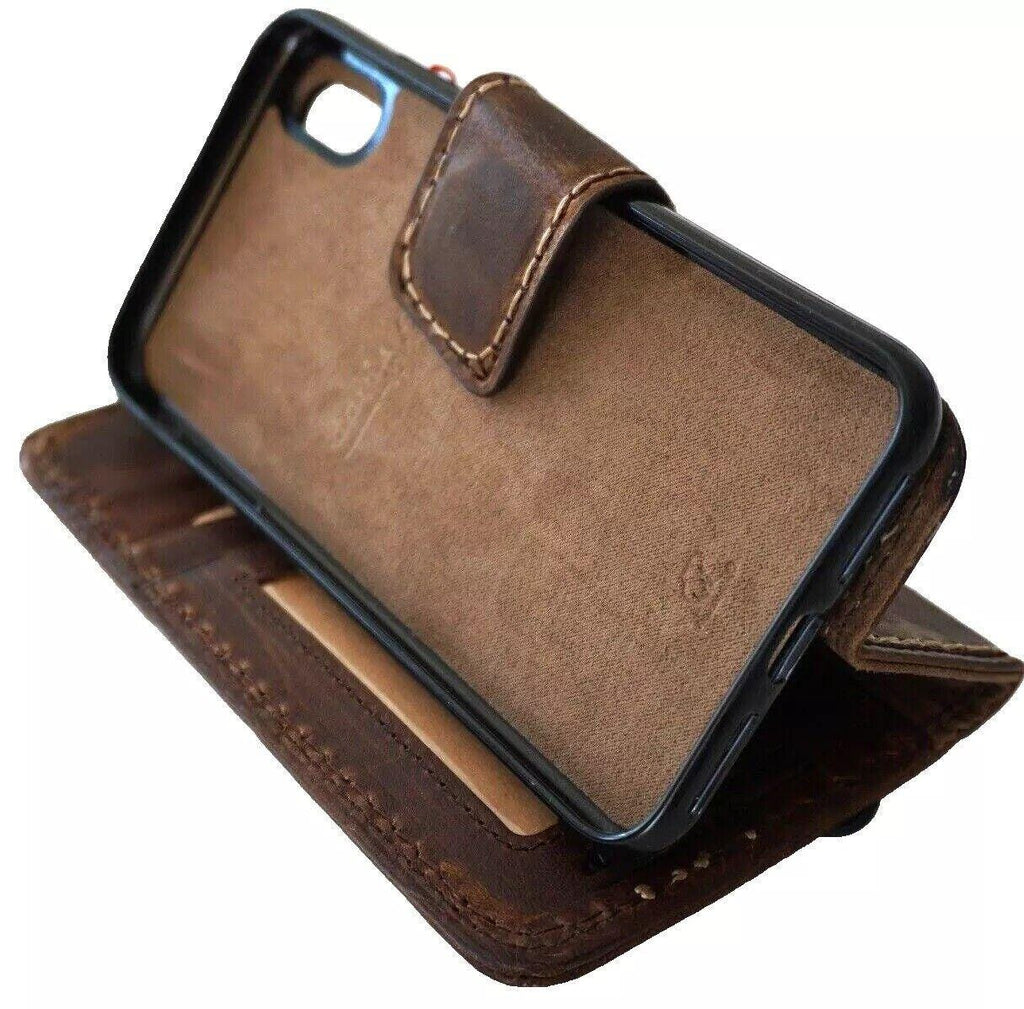 Handmade Leather iPhone Wallet Case: Vintage Book Design