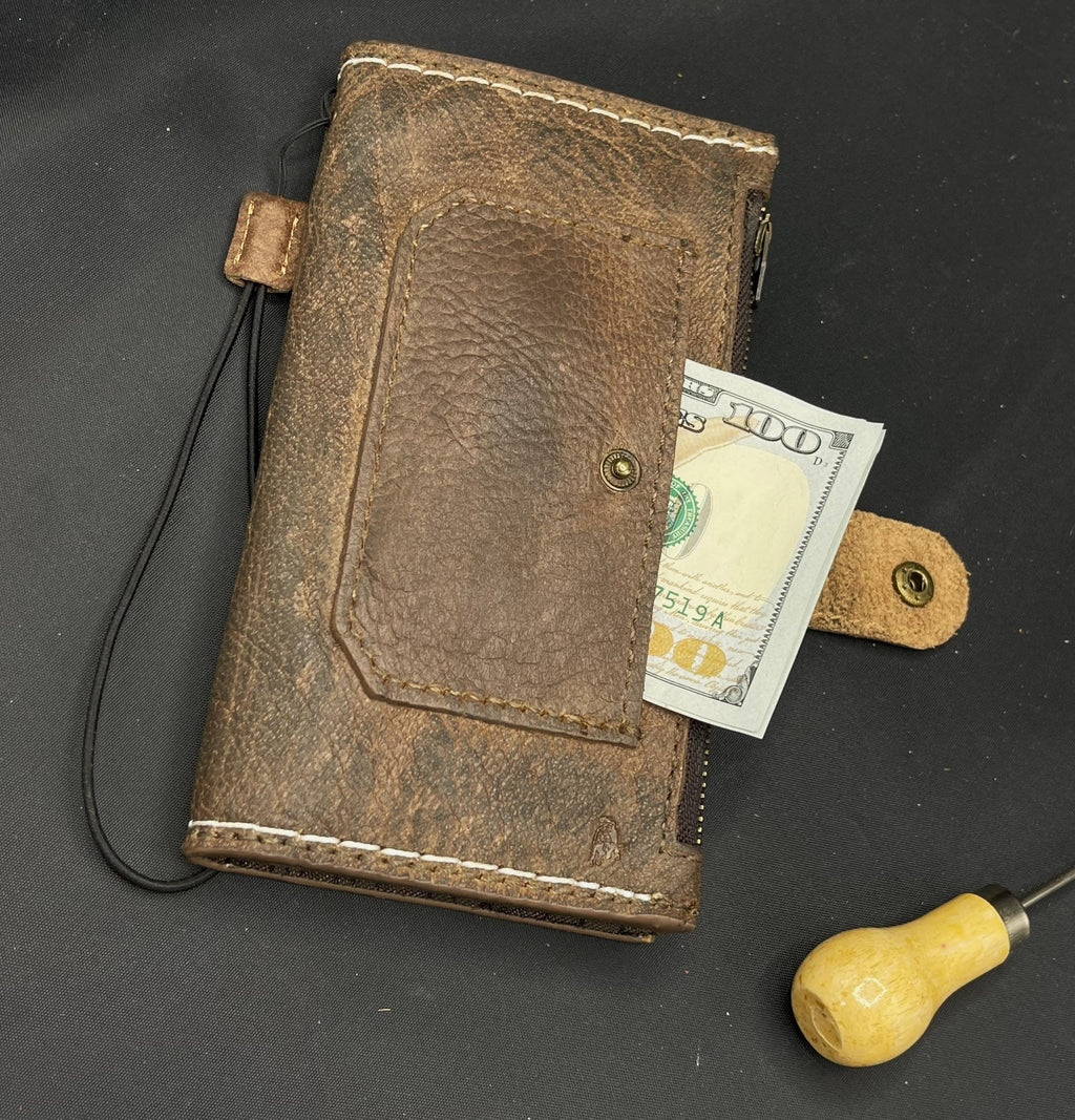 Handmade Leather Wallet Book Cover for Honor Magic V3 Fold
