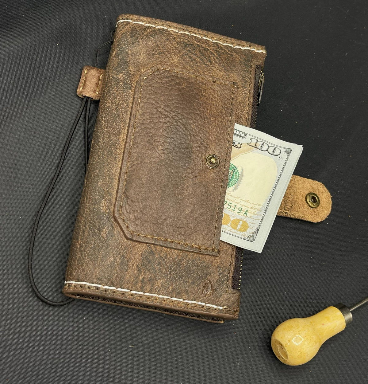 Handmade Leather Wallet Book Cover for Honor Magic V3 Fold