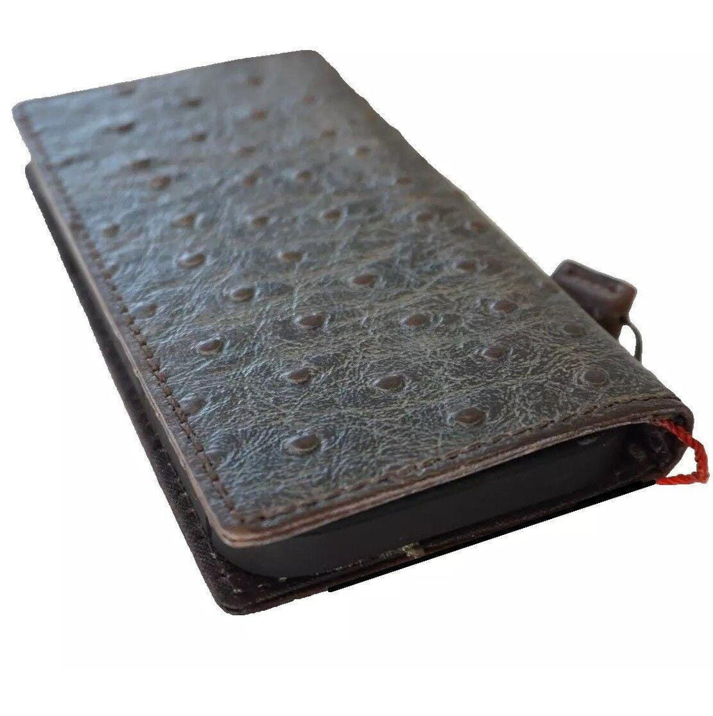Ostrich Style Leather iPhone Wallet Case: Vintage Book Design
