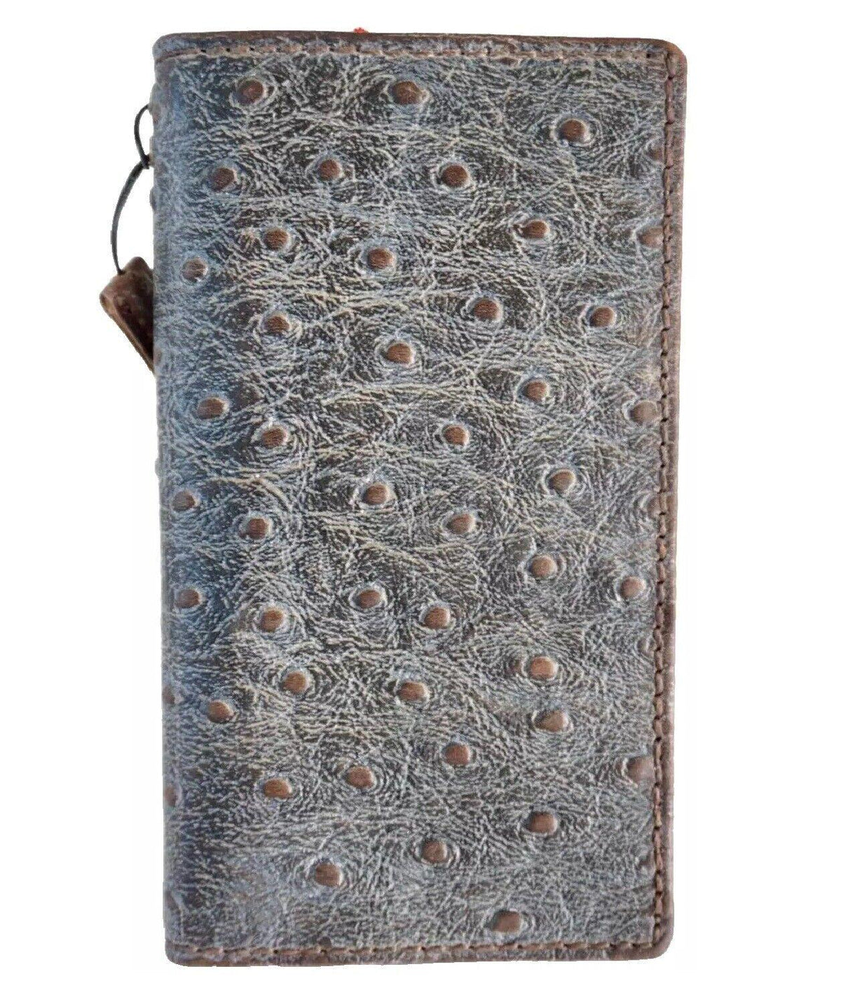 Ostrich Style Leather iPhone Wallet Case: Vintage Book Design