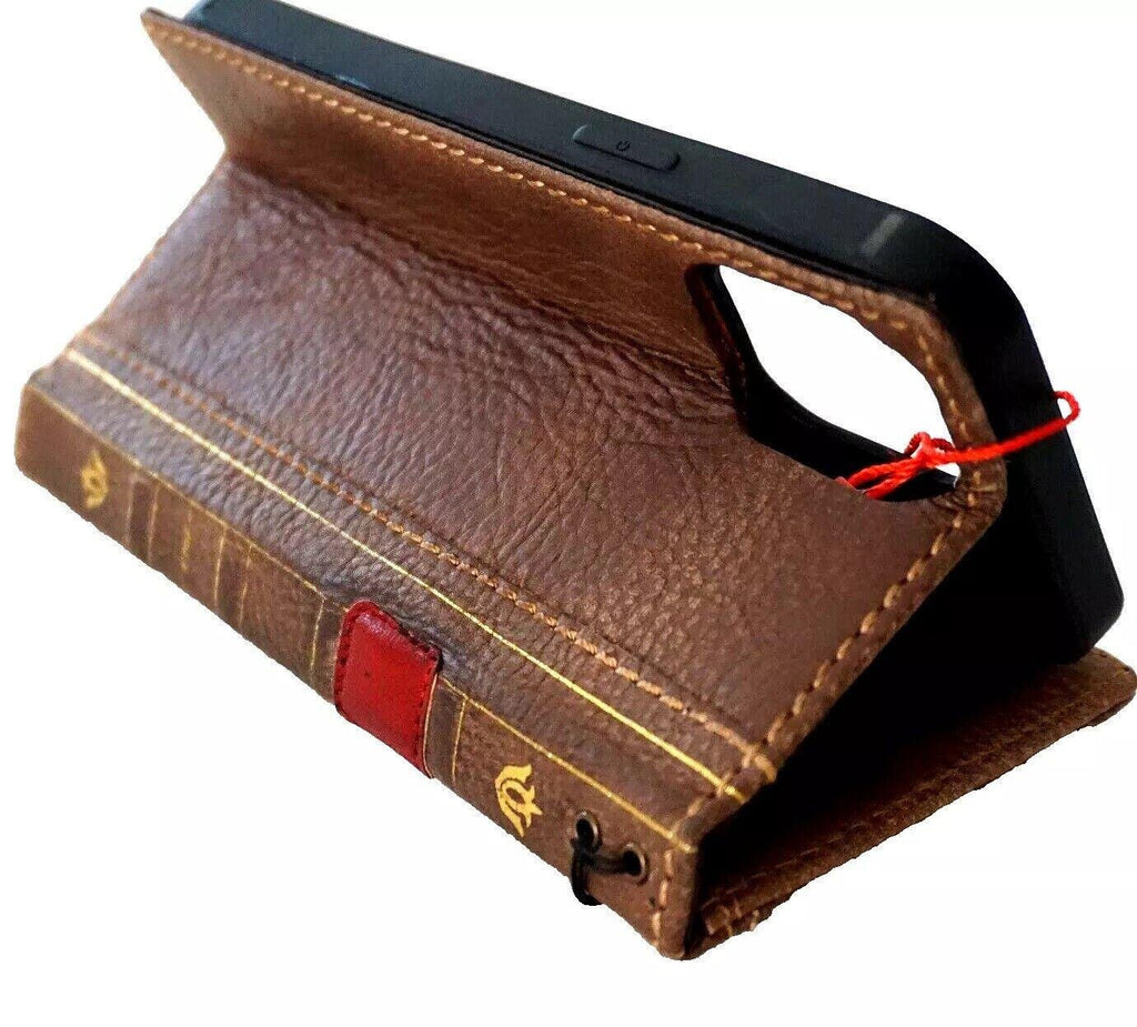 Leather iPhone Wallet Case: Book Style Card Slots