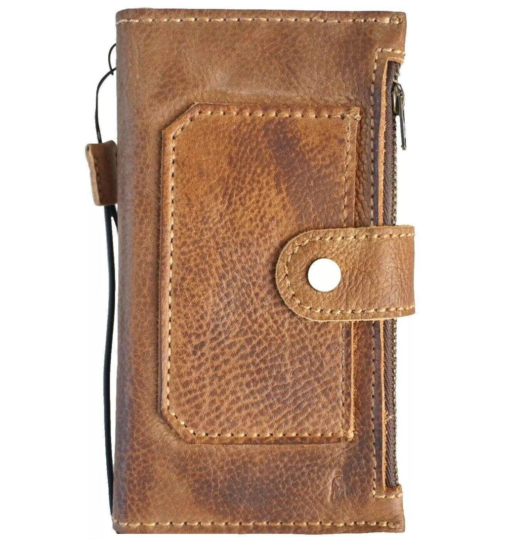 Genuine Leather iPhone Wallet Case: Credit Card Slots & Zipper