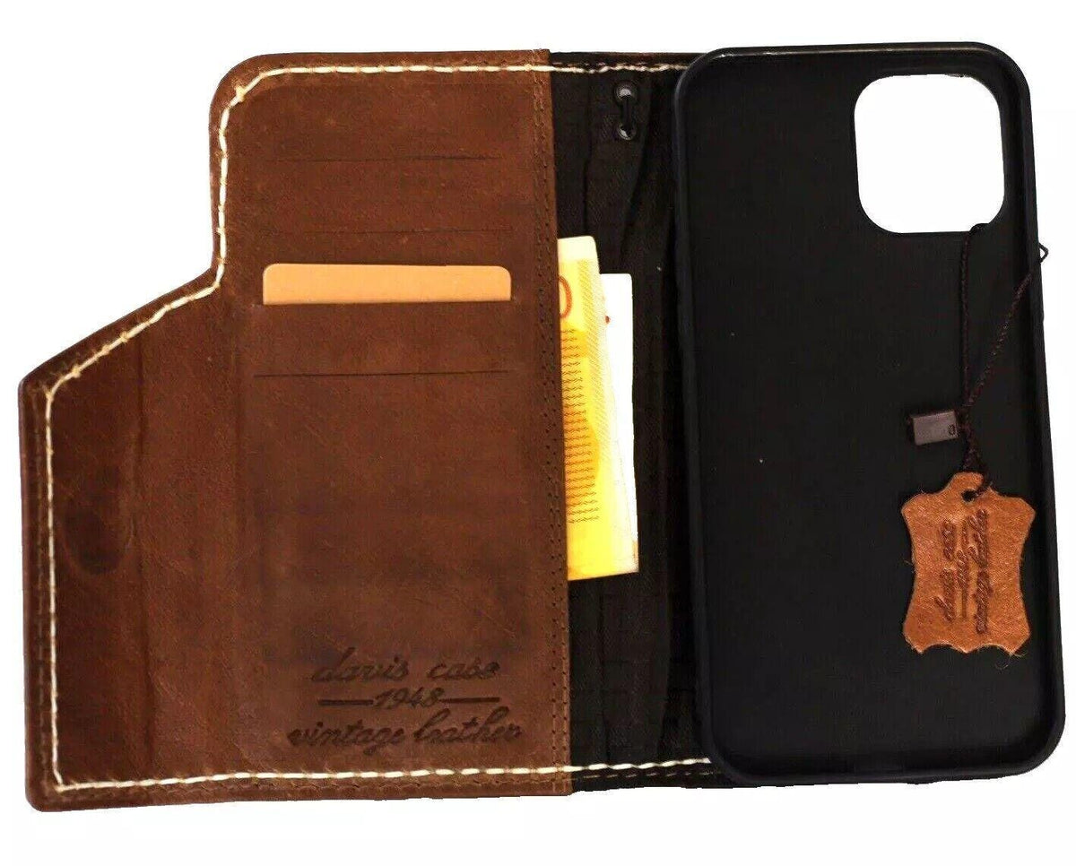 Handmade Leather Wallet Case for Google Pixel: Vintage Card Slots