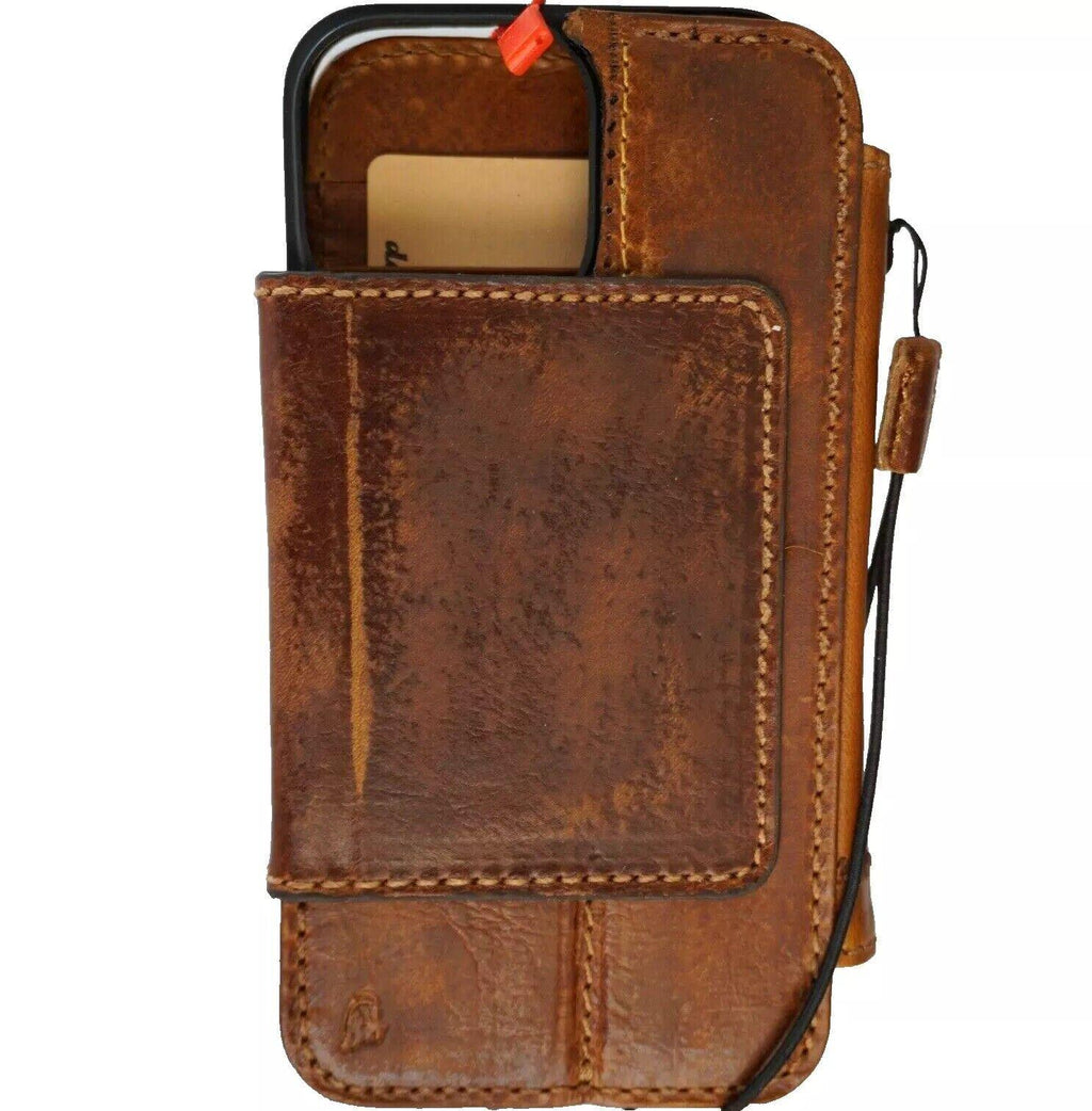 Genuine Leather iPhone Wallet Case: Removable Book Design
