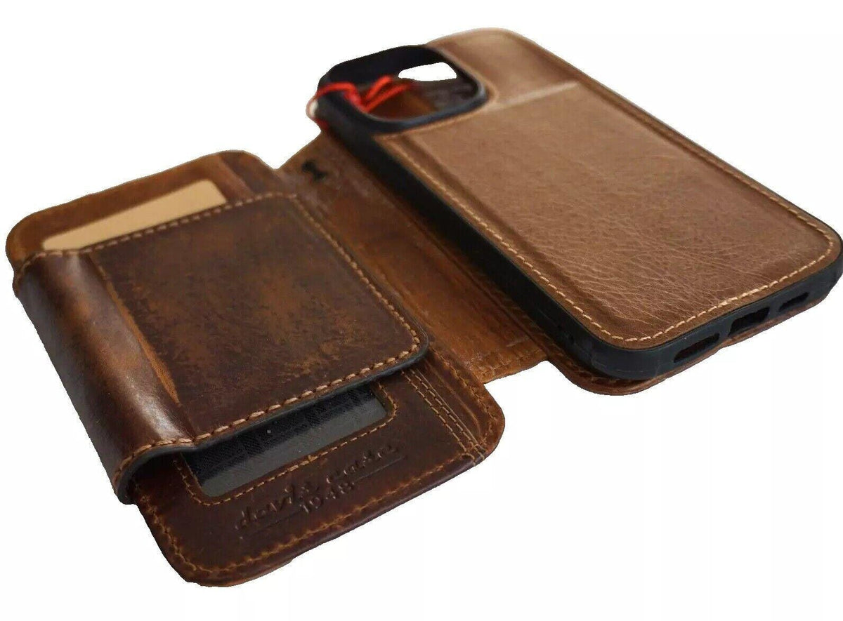 Genuine Leather iPhone Wallet Case: Removable Book Design