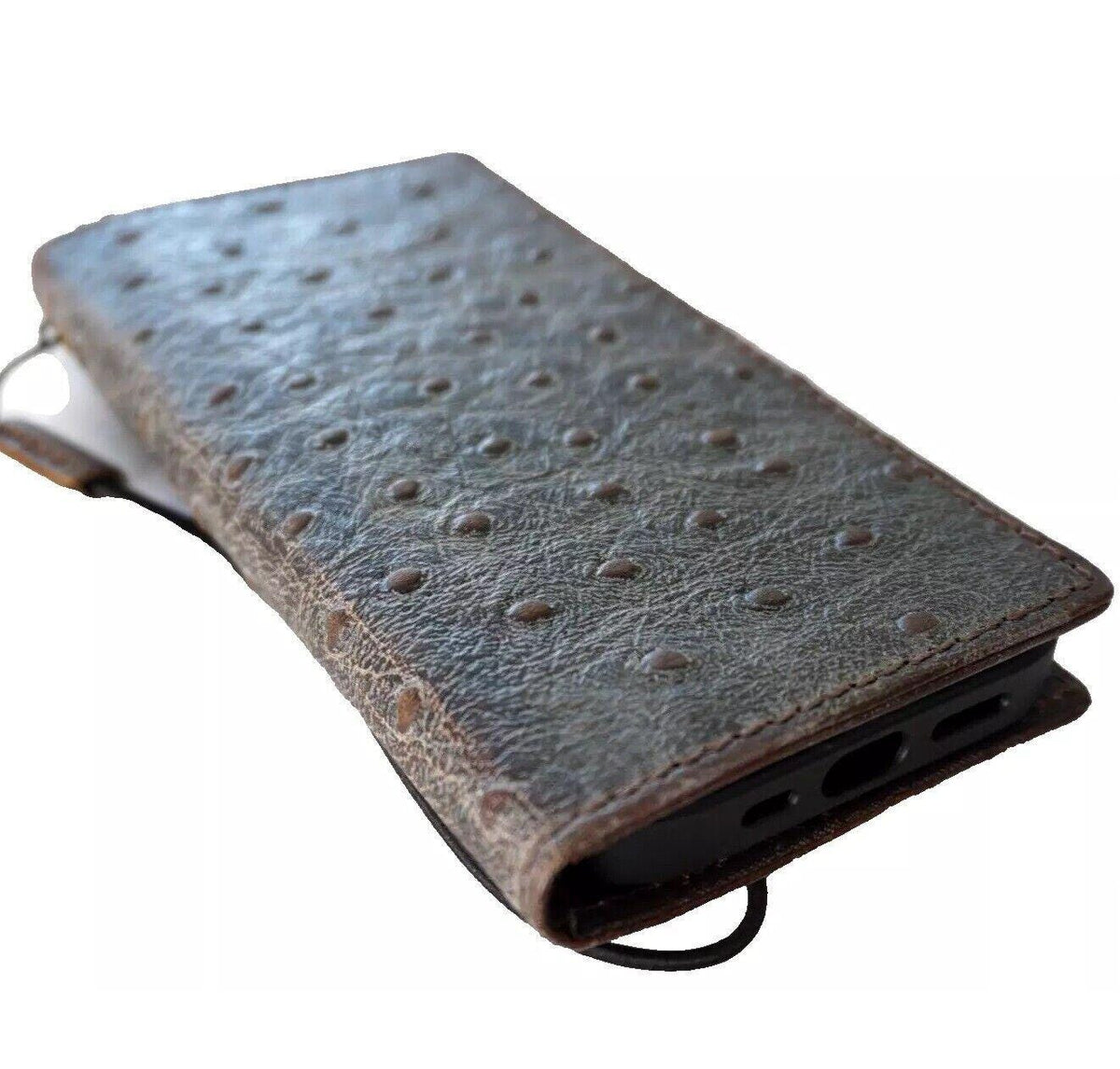 Handmade Ostrich Leather Wallet Case for Google Pixel Fold