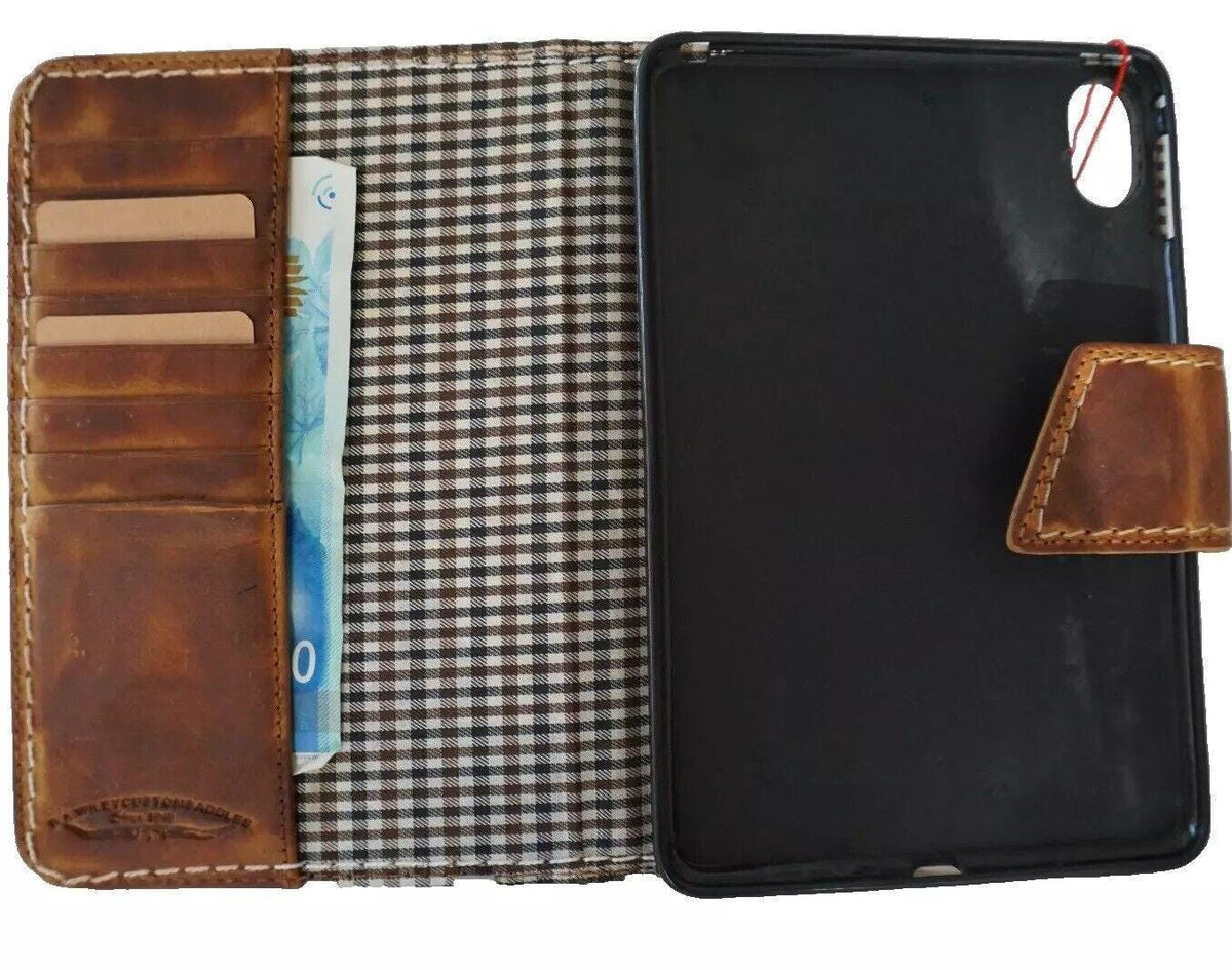 Vintage Leather iPad Mini Case: Magnetic Wallet, Hand Sewn